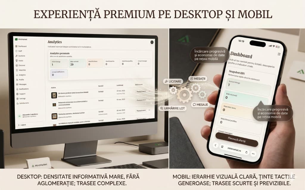 Experiență premium pe desktop și mobil
